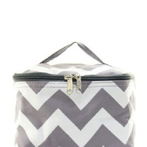 Gray white Chevron Whimsy Small Cosmetic Case